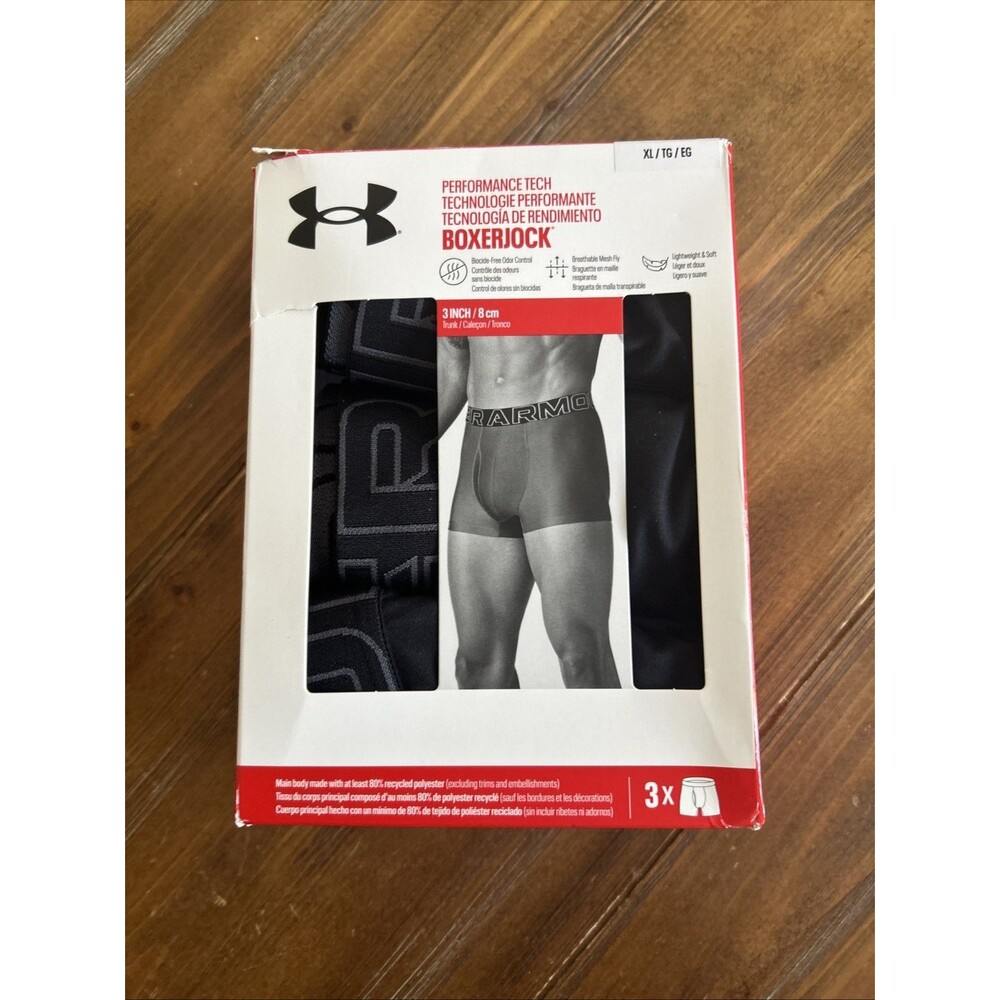 3-Pack UNDER ARMOUR Performance Tech 3" Boxerjock Black XL Free Shipping